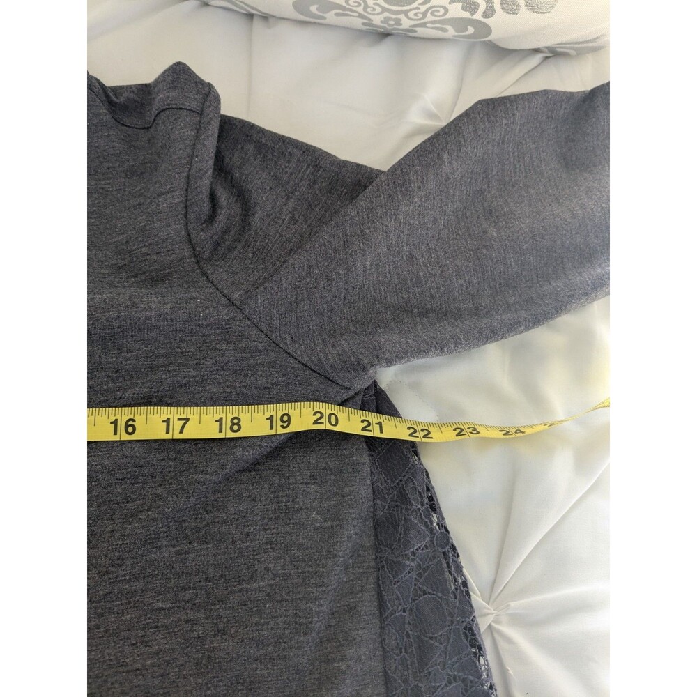 LOGO Lounge Lori Goldstein Cardigan Sz M Oversize Zip Up Gray Purple Lace Back - Picture 13 of 15